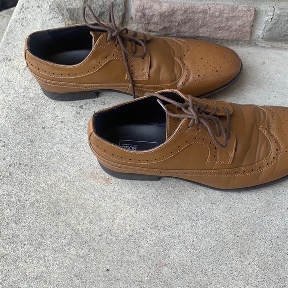 ASOS Men’s Tan Oxford Style Lace Up Wingtip Dress Shoe size 8WF - Picture 6 of 13